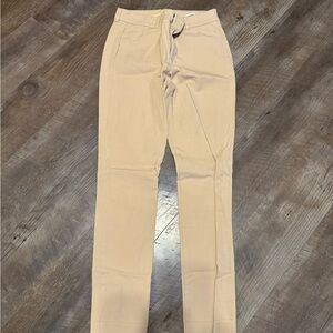 Women’s High Waisted Beige Straight-Leg Pants